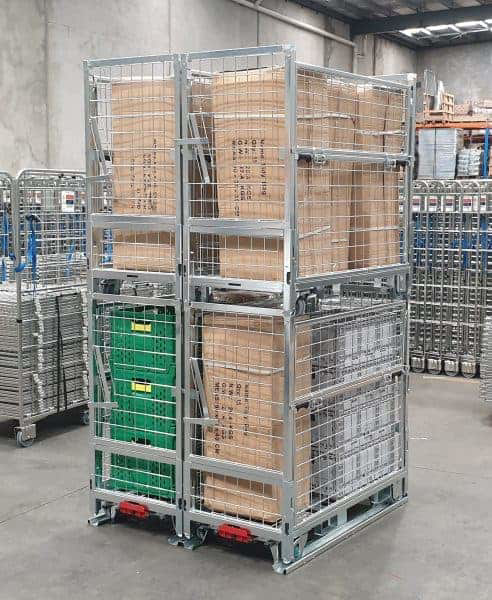 Half High Sided Pallet Cage Still with Castor Wheels | Brick Cages ...